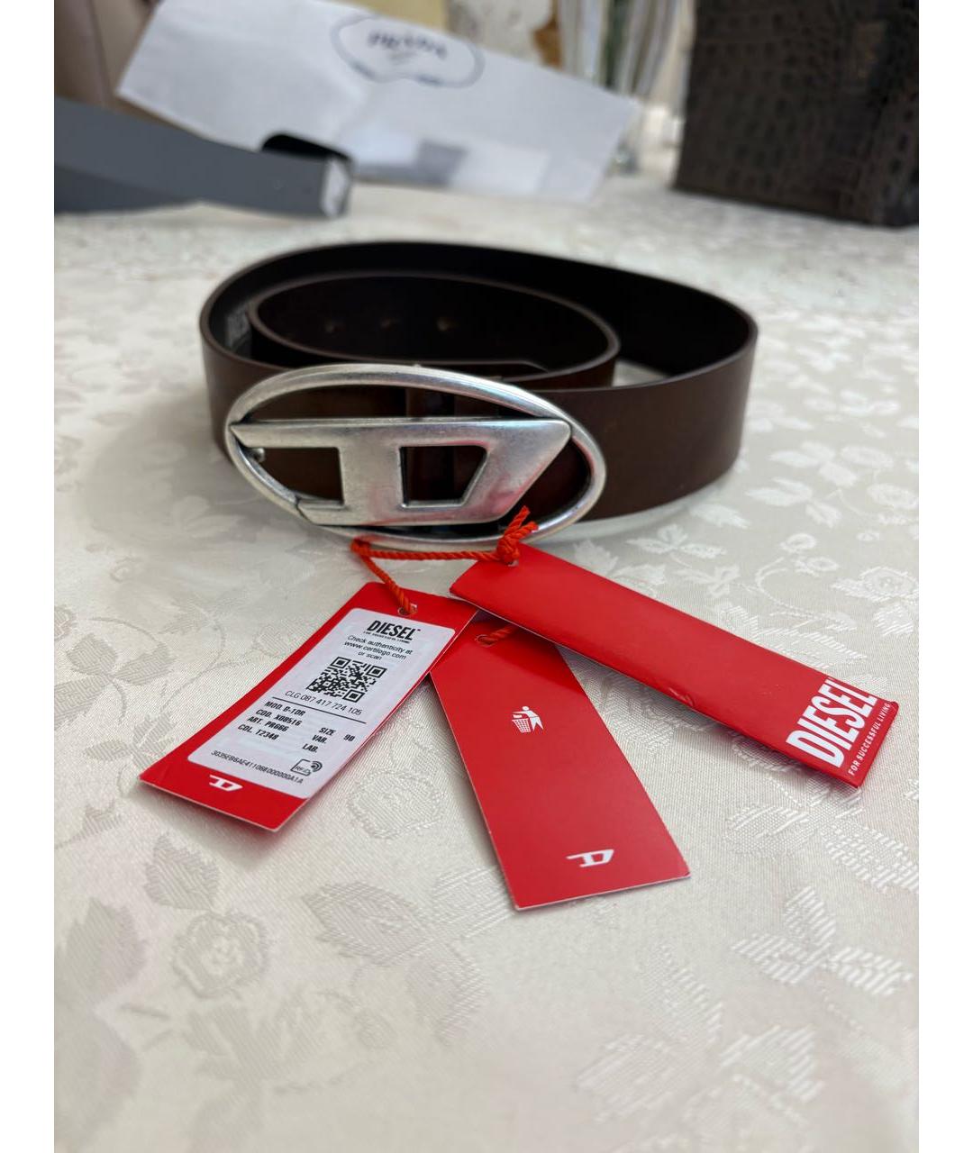 DIESEL Коричневый кожаный ремень, фото 2