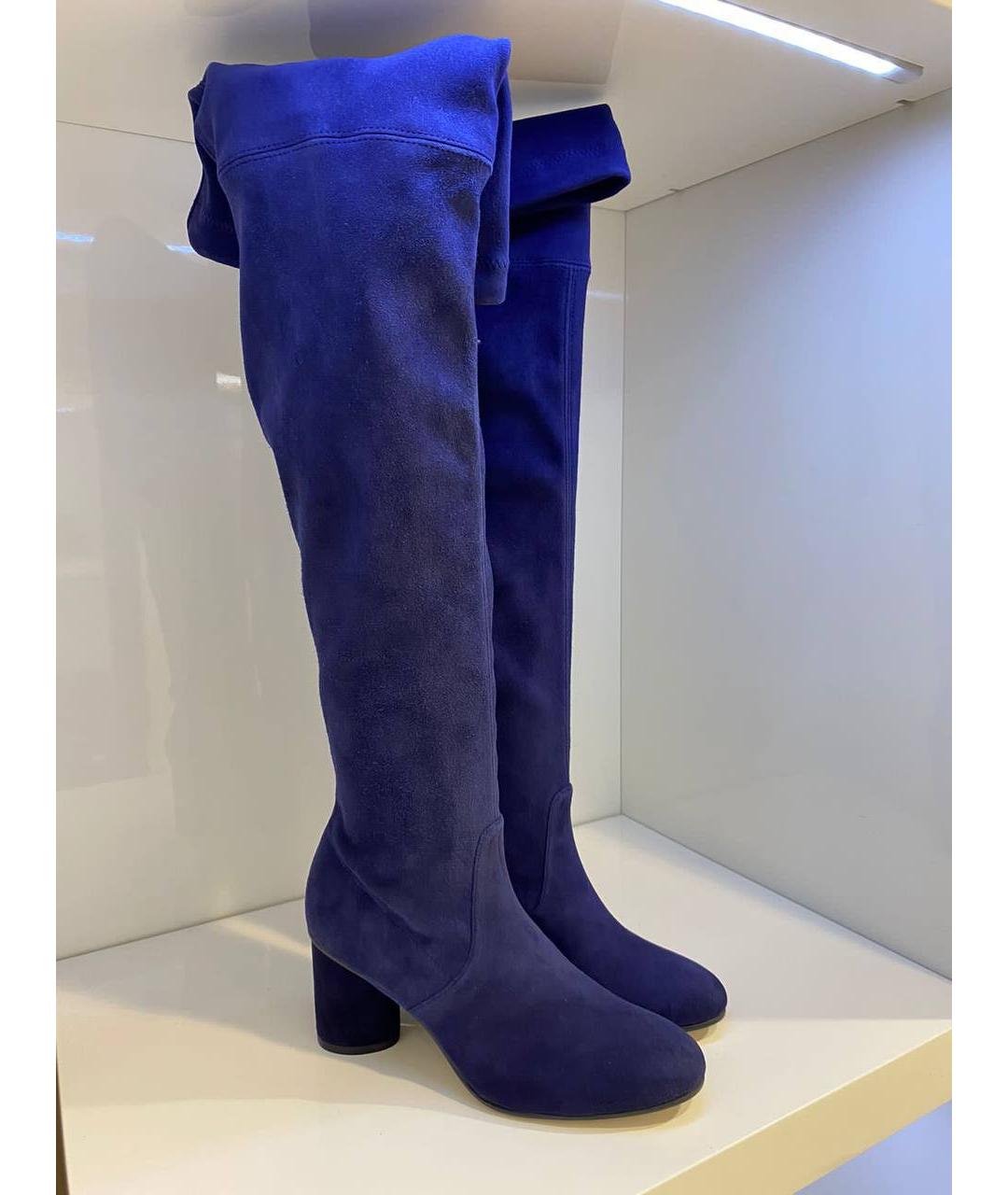 STUART WEITZMAN Синие замшевые ботфорты, фото 4