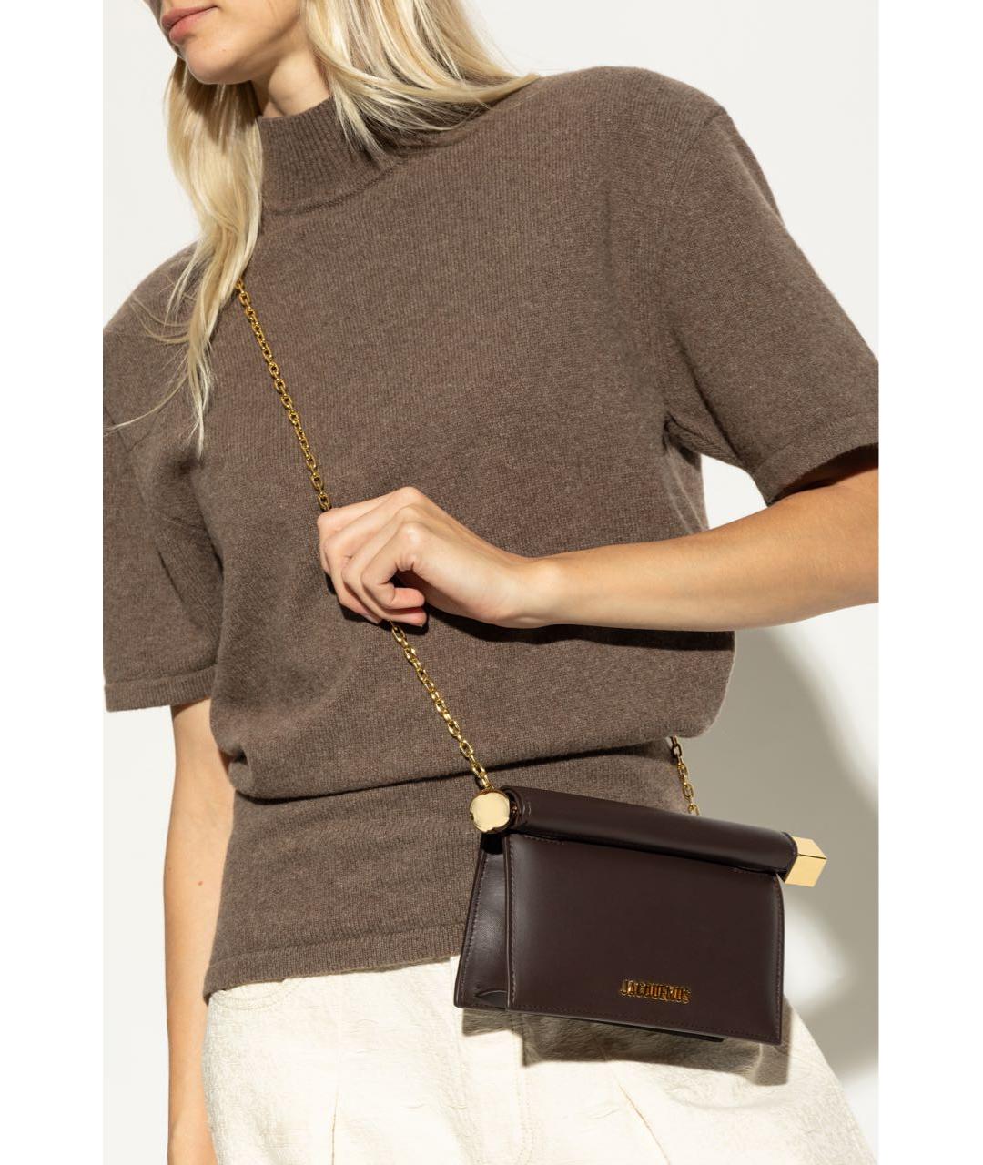 JACQUEMUS Коричневая кожаная сумка через плечо, фото 6