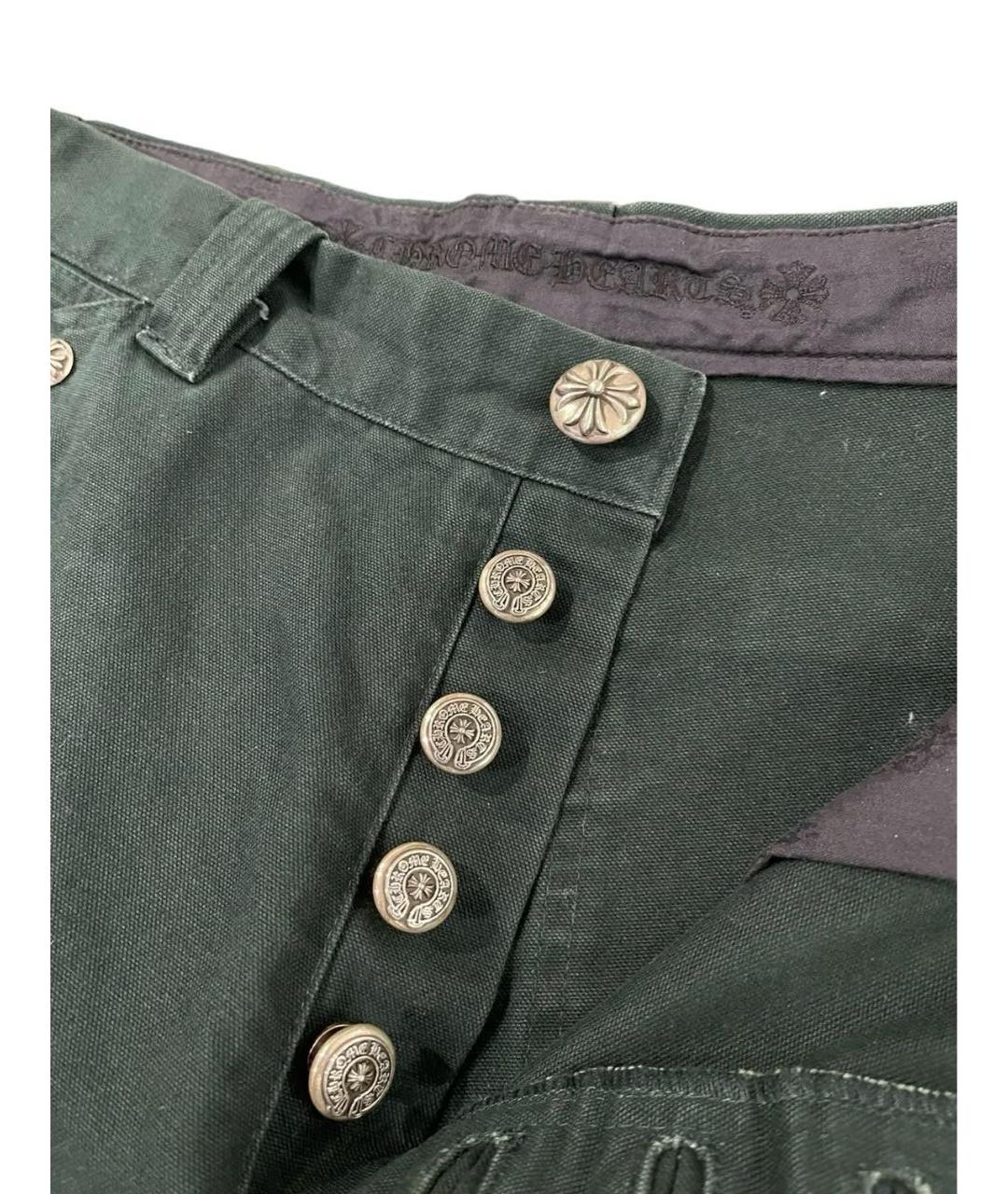 CHROME HEARTS Зеленые хлопковые прямые джинсы, фото 3