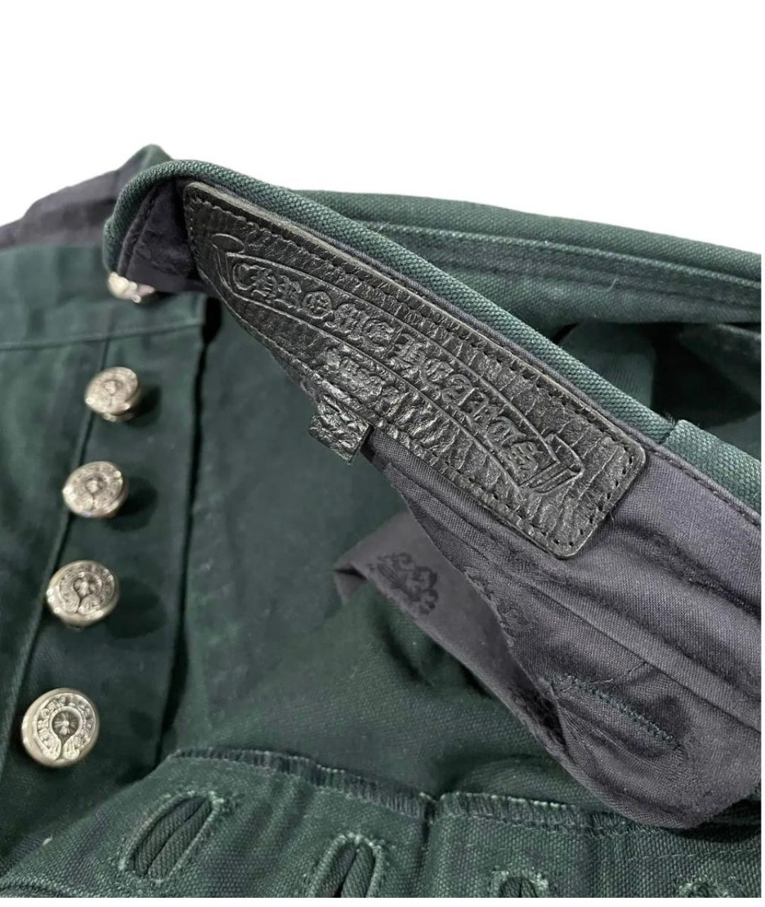 CHROME HEARTS Зеленые хлопковые прямые джинсы, фото 4