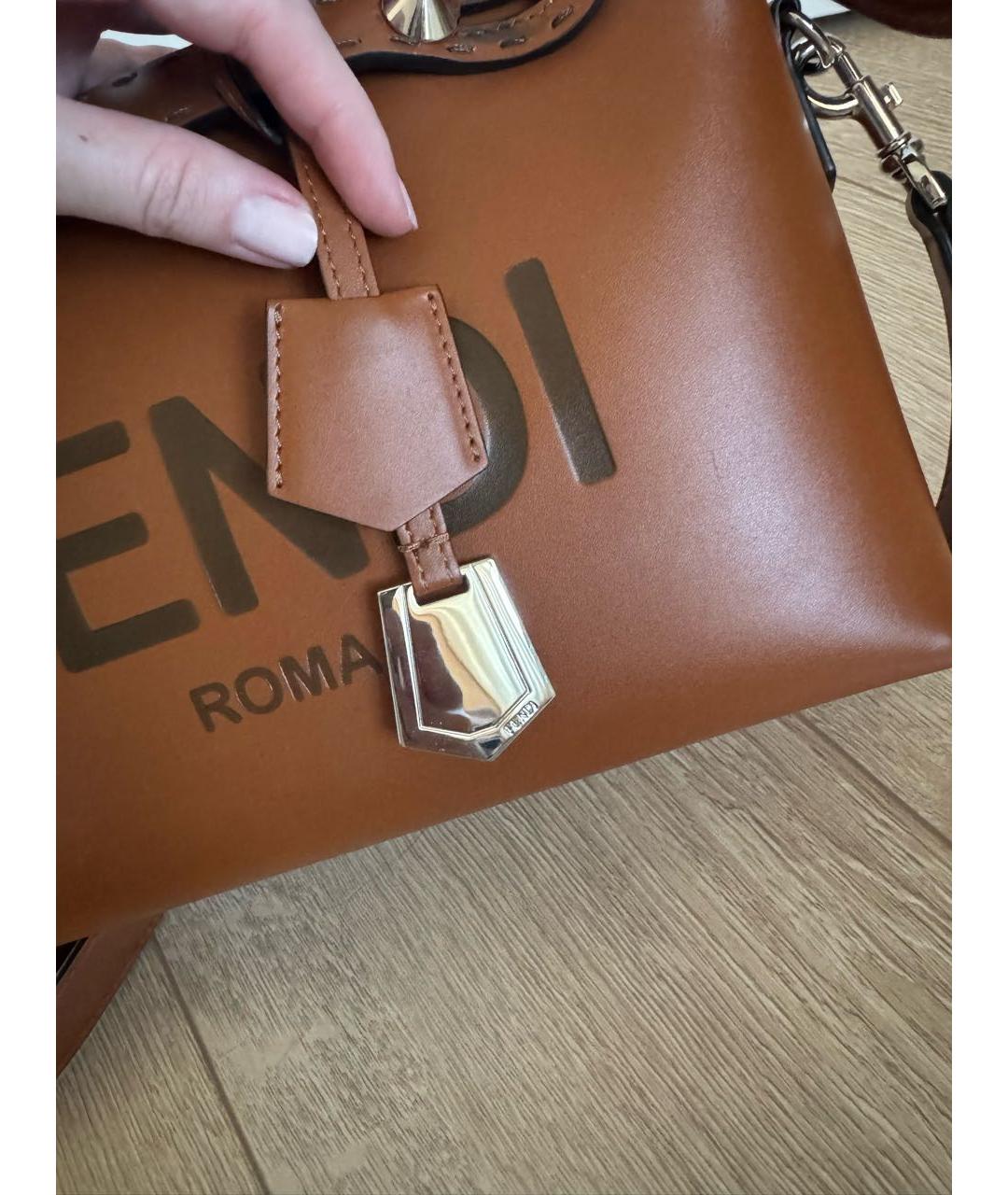 FENDI Коричневая кожаная сумка через плечо, фото 5