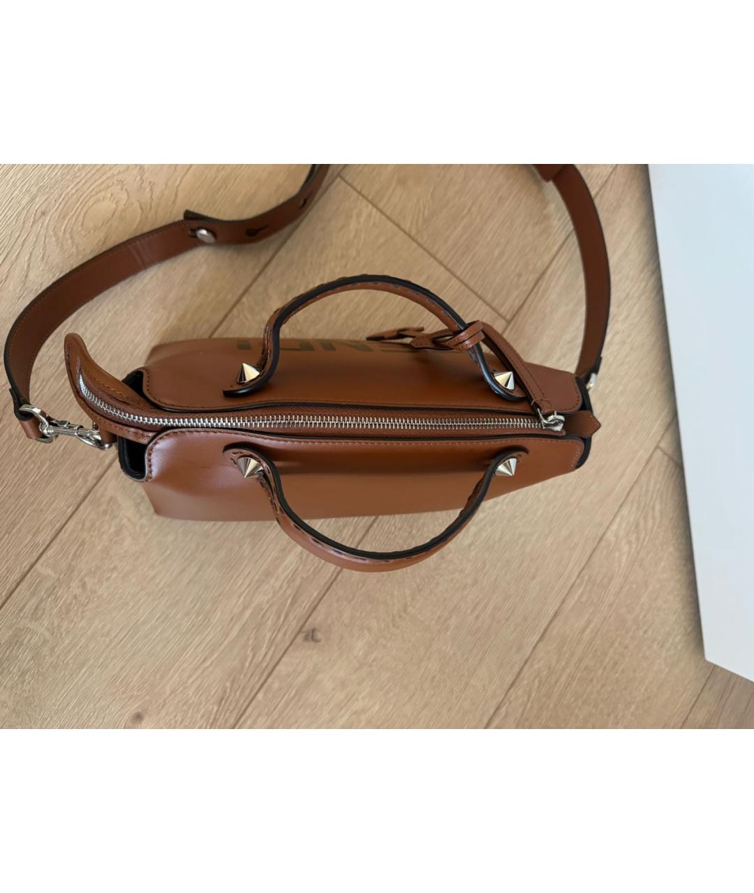 FENDI Коричневая кожаная сумка через плечо, фото 3