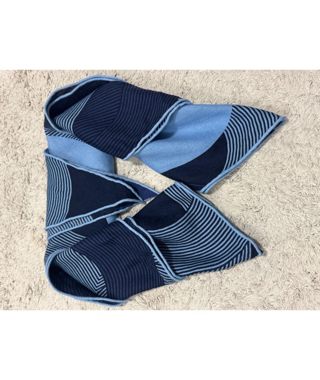 HERMES Синий кашемировый платок, фото 2