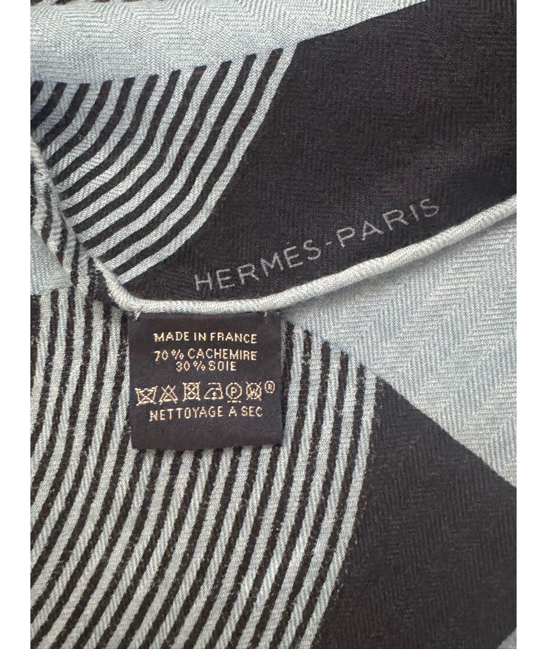 HERMES Синий кашемировый платок, фото 4