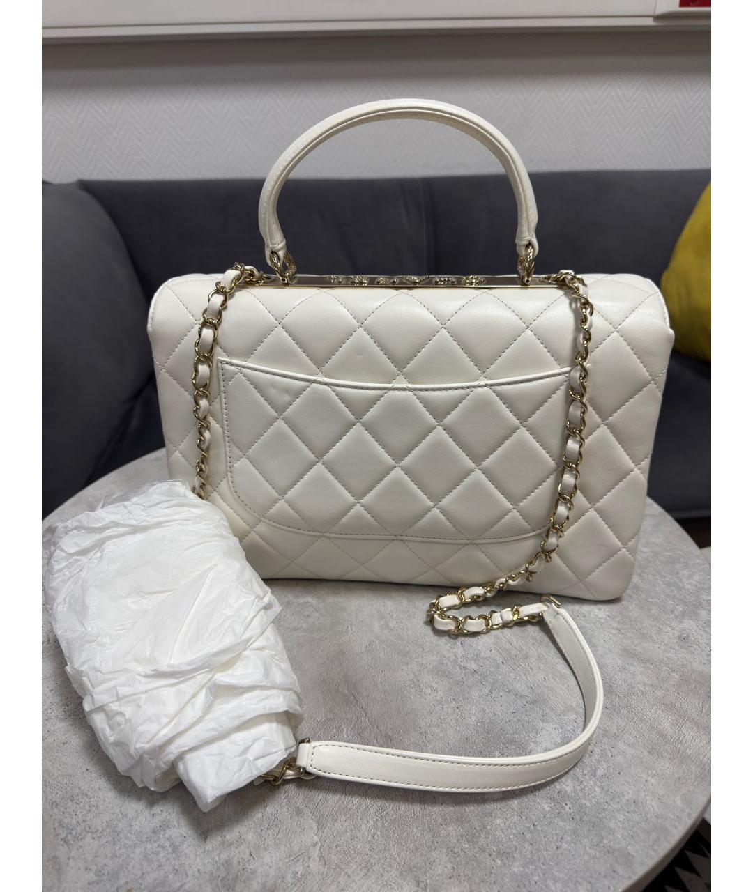 CHANEL Белая кожаная сумка через плечо, фото 3