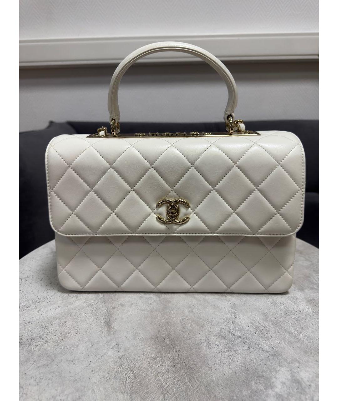 CHANEL Белая кожаная сумка через плечо, фото 7
