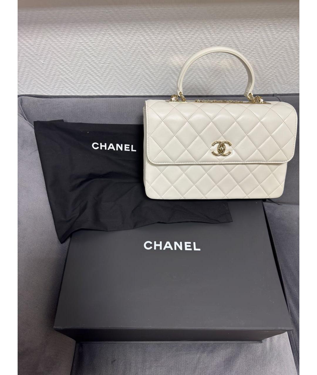 CHANEL Белая кожаная сумка через плечо, фото 6