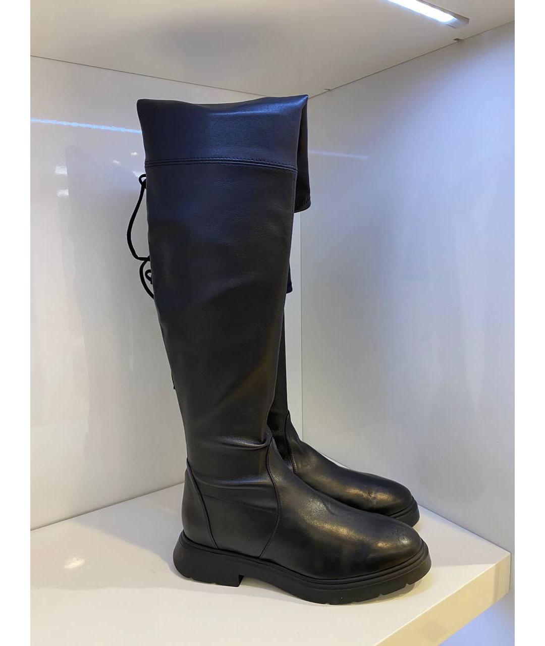 STUART WEITZMAN Черные кожаные ботфорты, фото 4