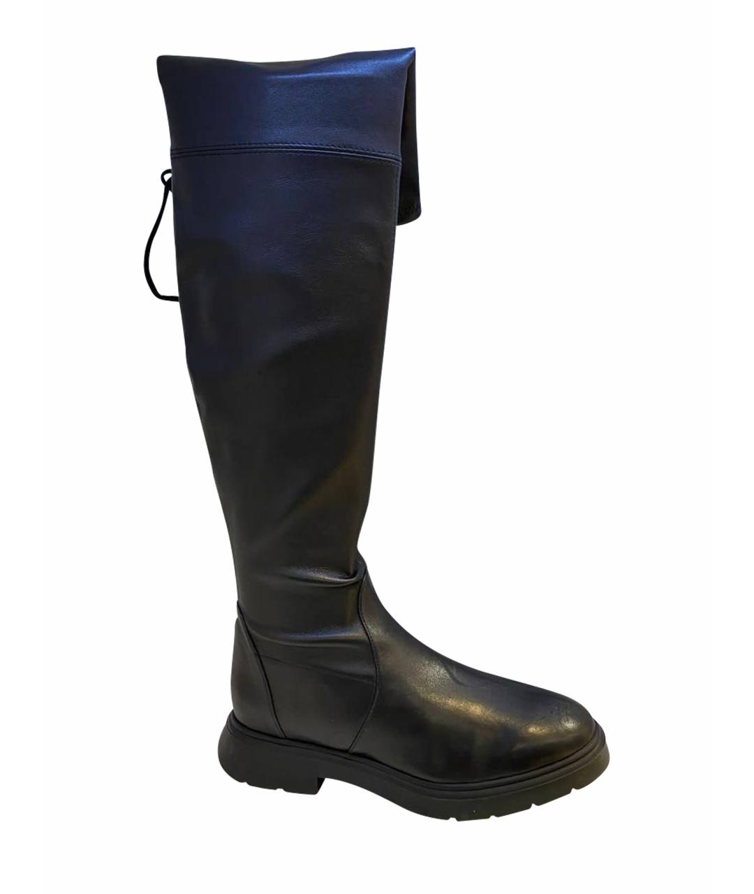 STUART WEITZMAN Черные кожаные ботфорты, фото 1