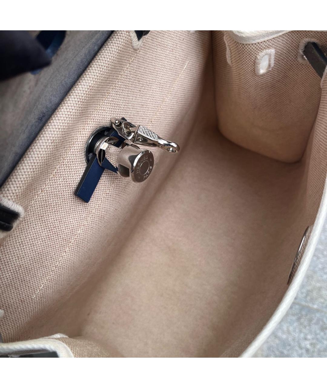 HERMES Синяя кожаная сумка с короткими ручками, фото 3