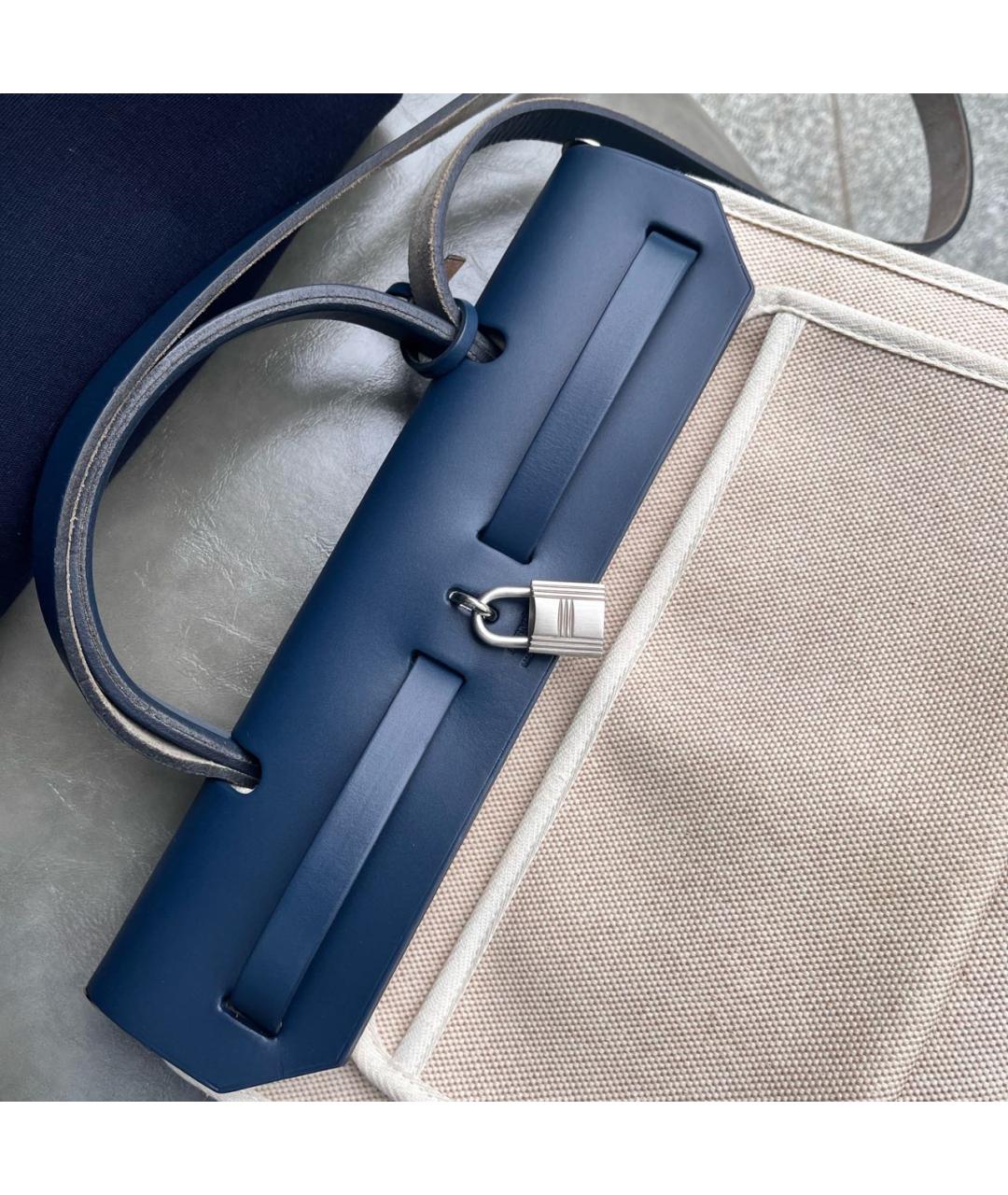 HERMES Синяя кожаная сумка с короткими ручками, фото 5