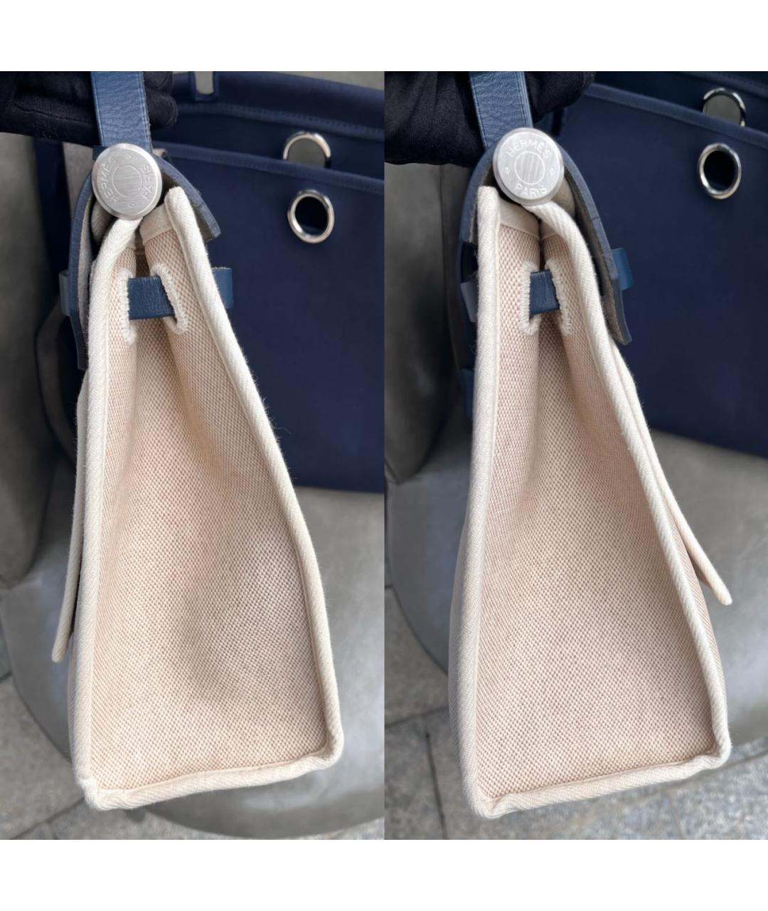 HERMES Синяя кожаная сумка с короткими ручками, фото 7