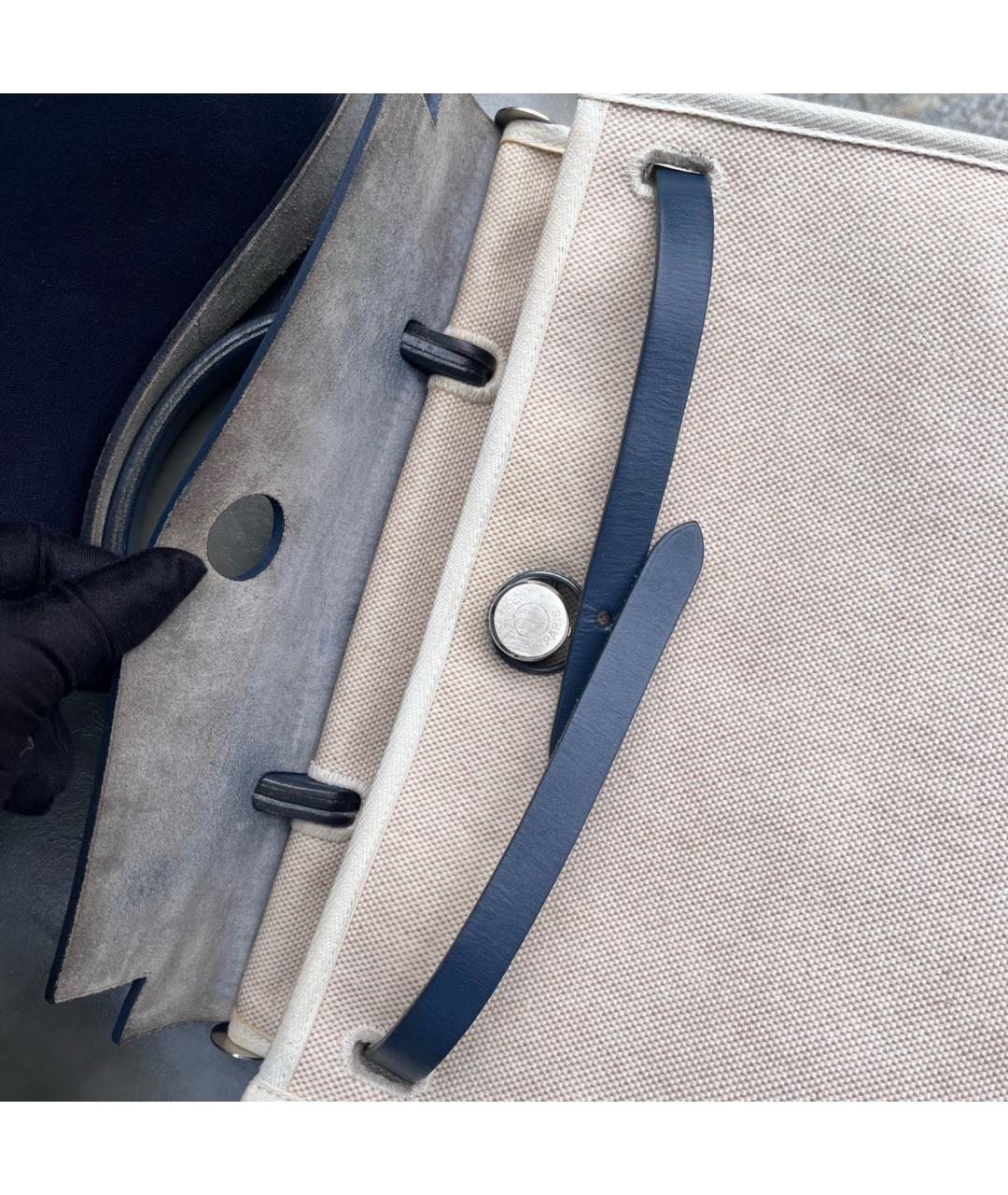 HERMES Синяя кожаная сумка с короткими ручками, фото 4