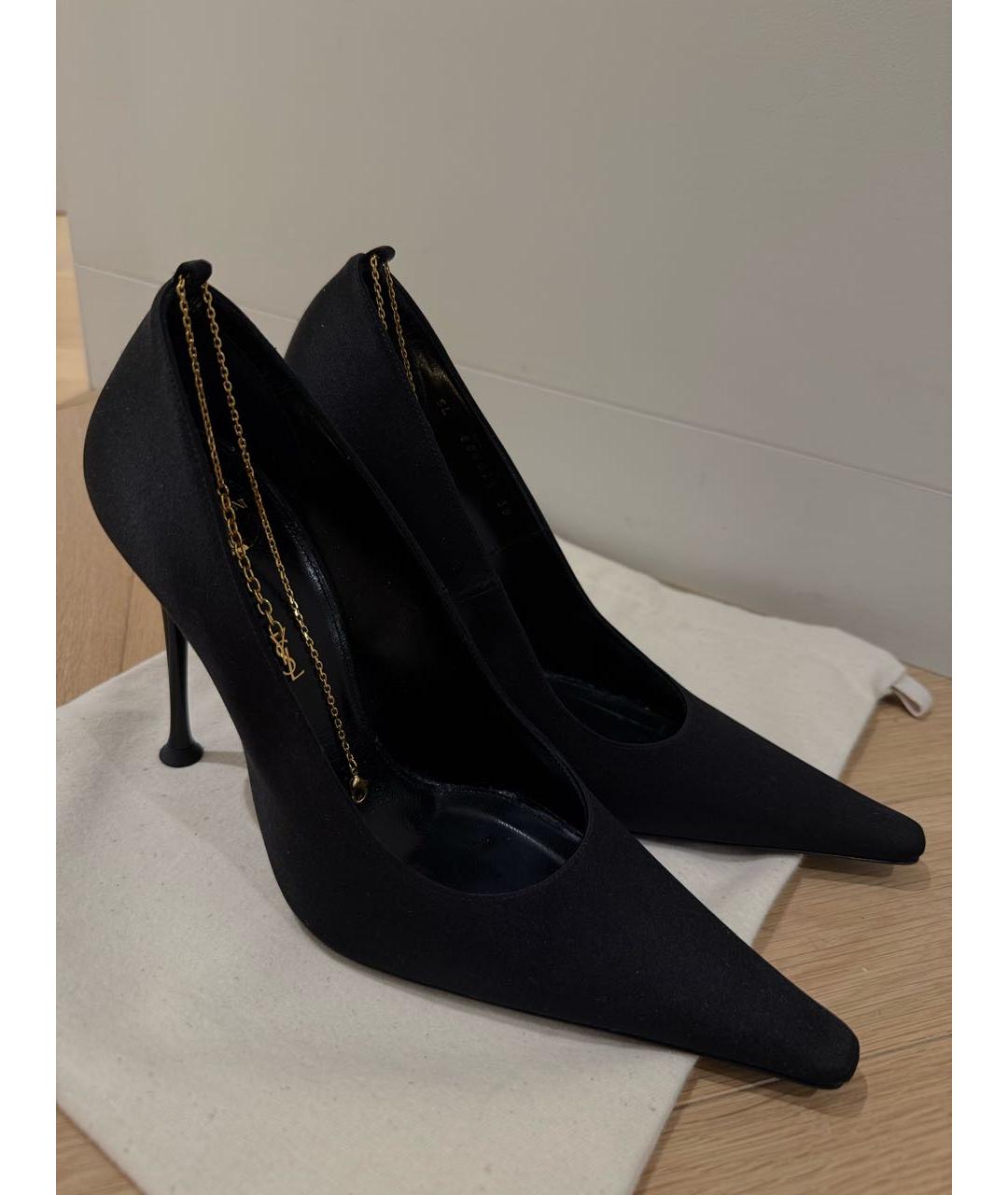 SAINT LAURENT Черные текстильные туфли, фото 4