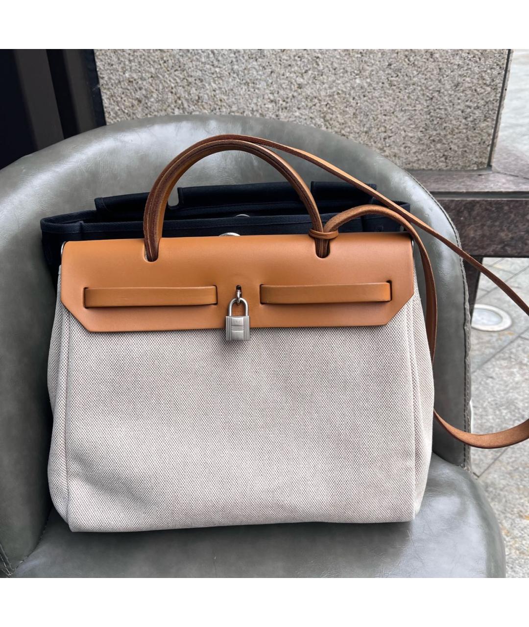 HERMES Бежевая тканевая сумка через плечо, фото 2