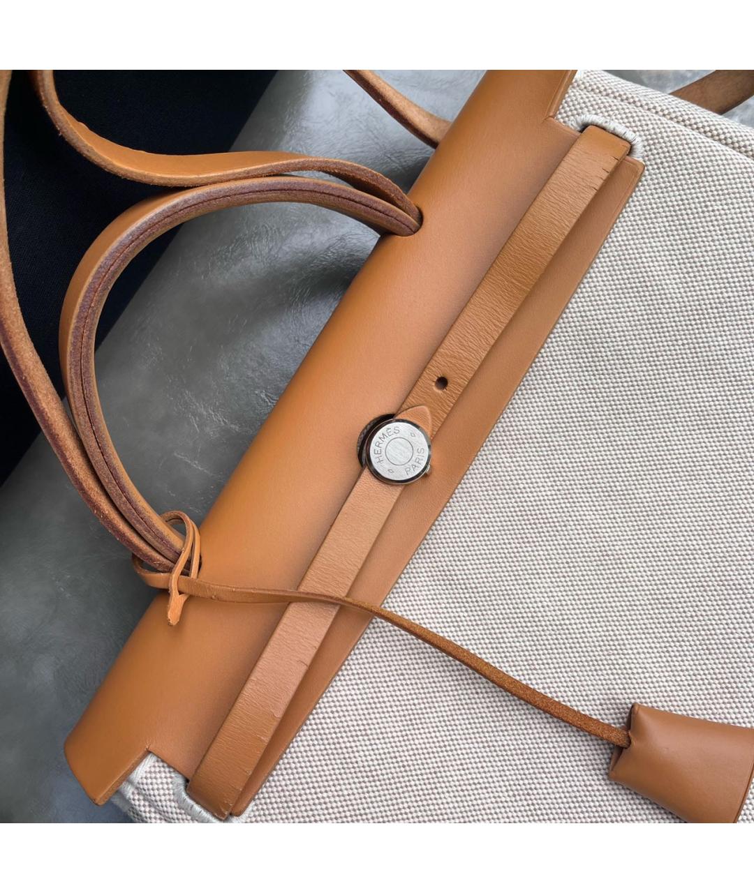 HERMES Бежевая тканевая сумка через плечо, фото 6