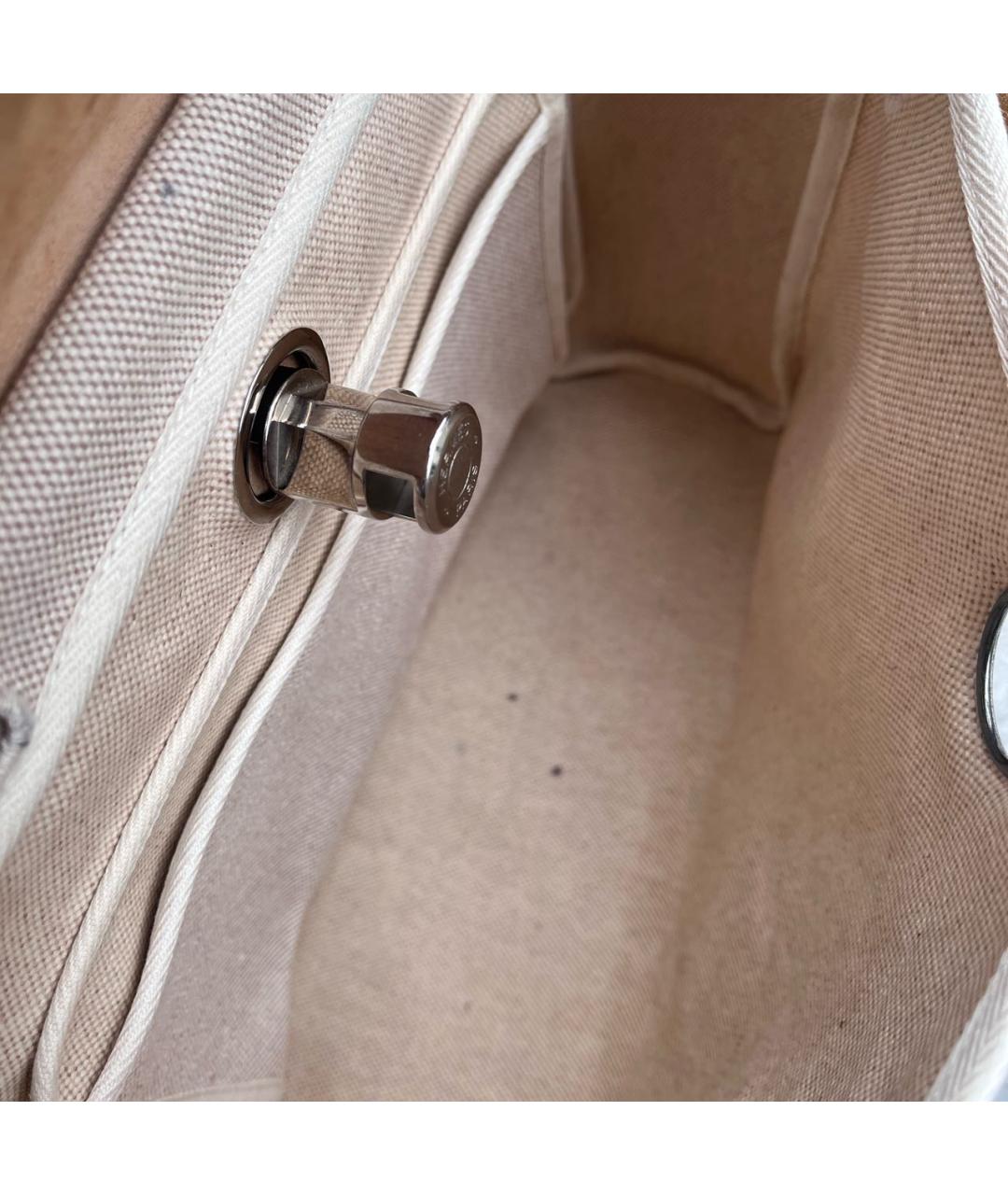 HERMES Бежевая тканевая сумка через плечо, фото 3