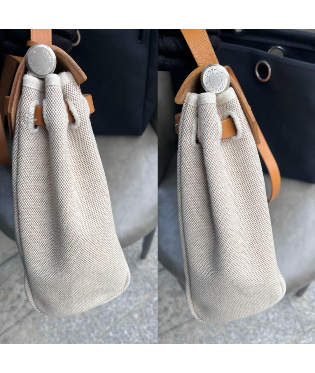 HERMES Бежевая тканевая сумка через плечо, фото 7