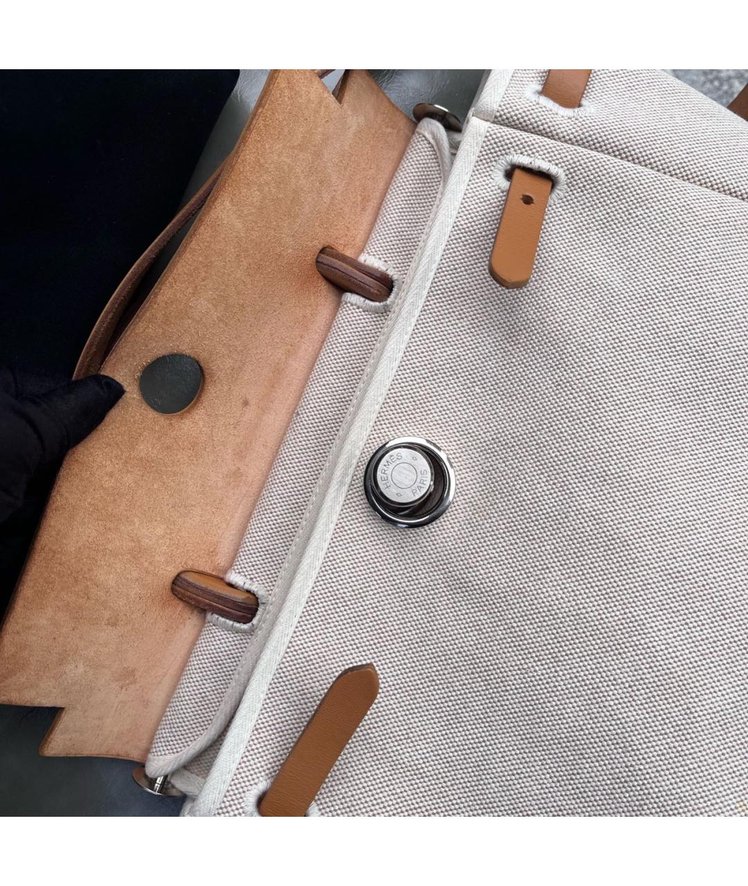 HERMES Бежевая тканевая сумка через плечо, фото 4