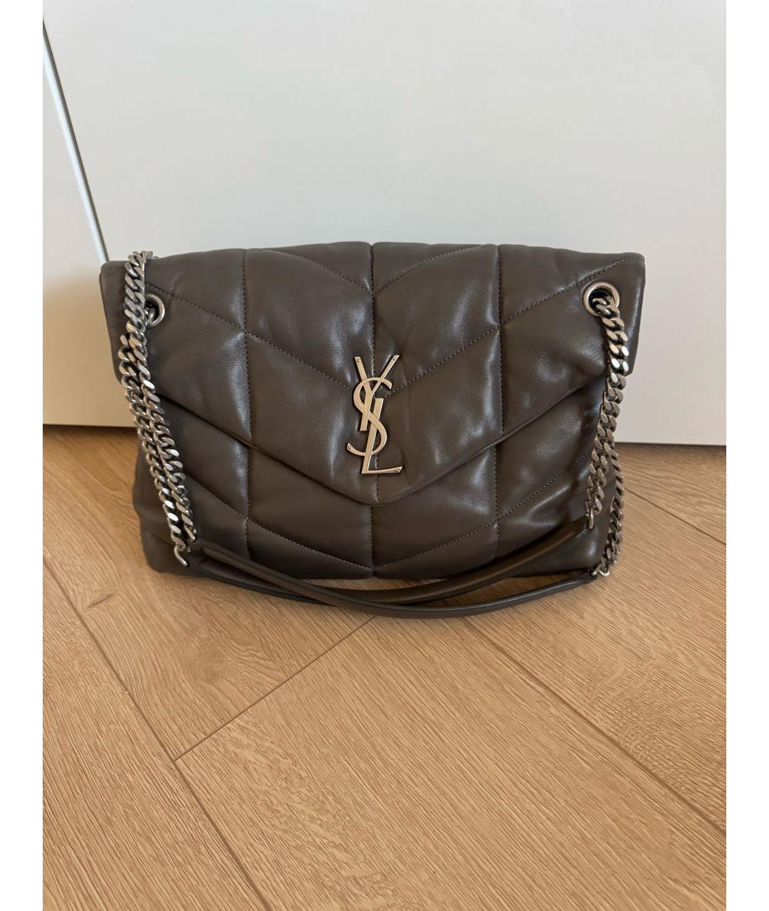 SAINT LAURENT Хаки кожаная сумка через плечо, фото 9