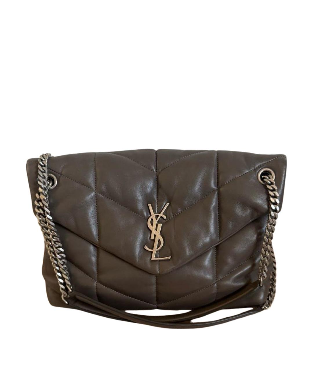 SAINT LAURENT Хаки кожаная сумка через плечо, фото 1