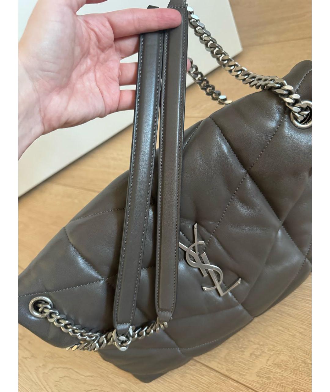 SAINT LAURENT Хаки кожаная сумка через плечо, фото 8