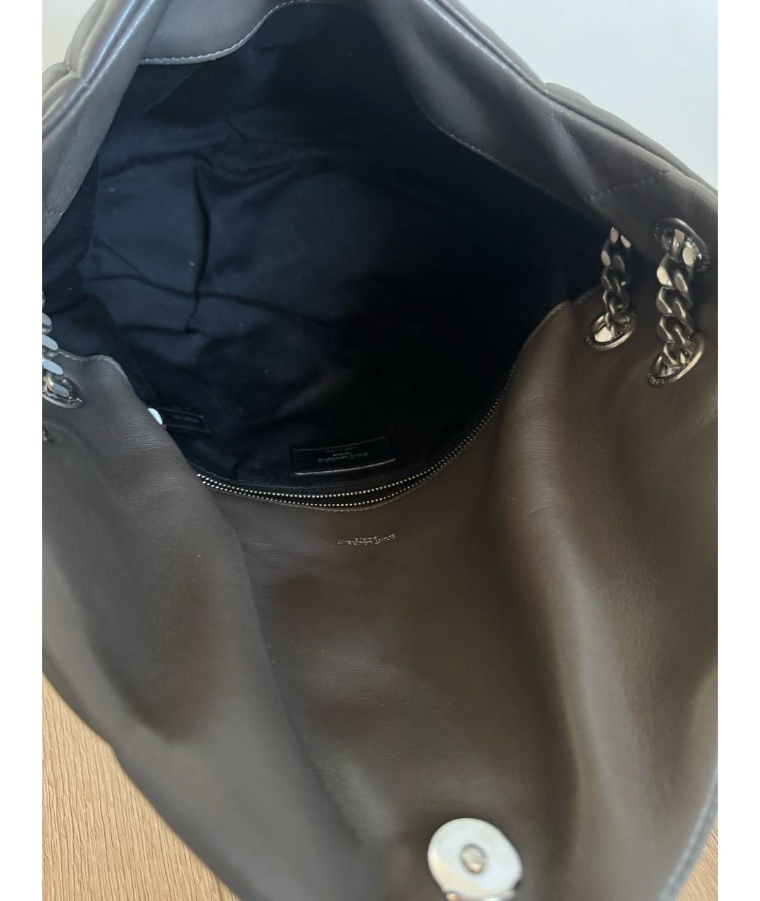 SAINT LAURENT Хаки кожаная сумка через плечо, фото 7