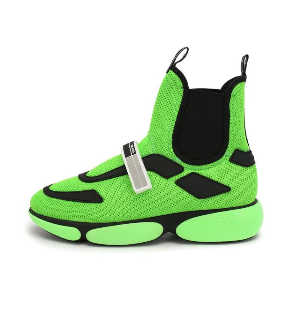 PRADA Салатовые текстильные кроссовки, фото 6