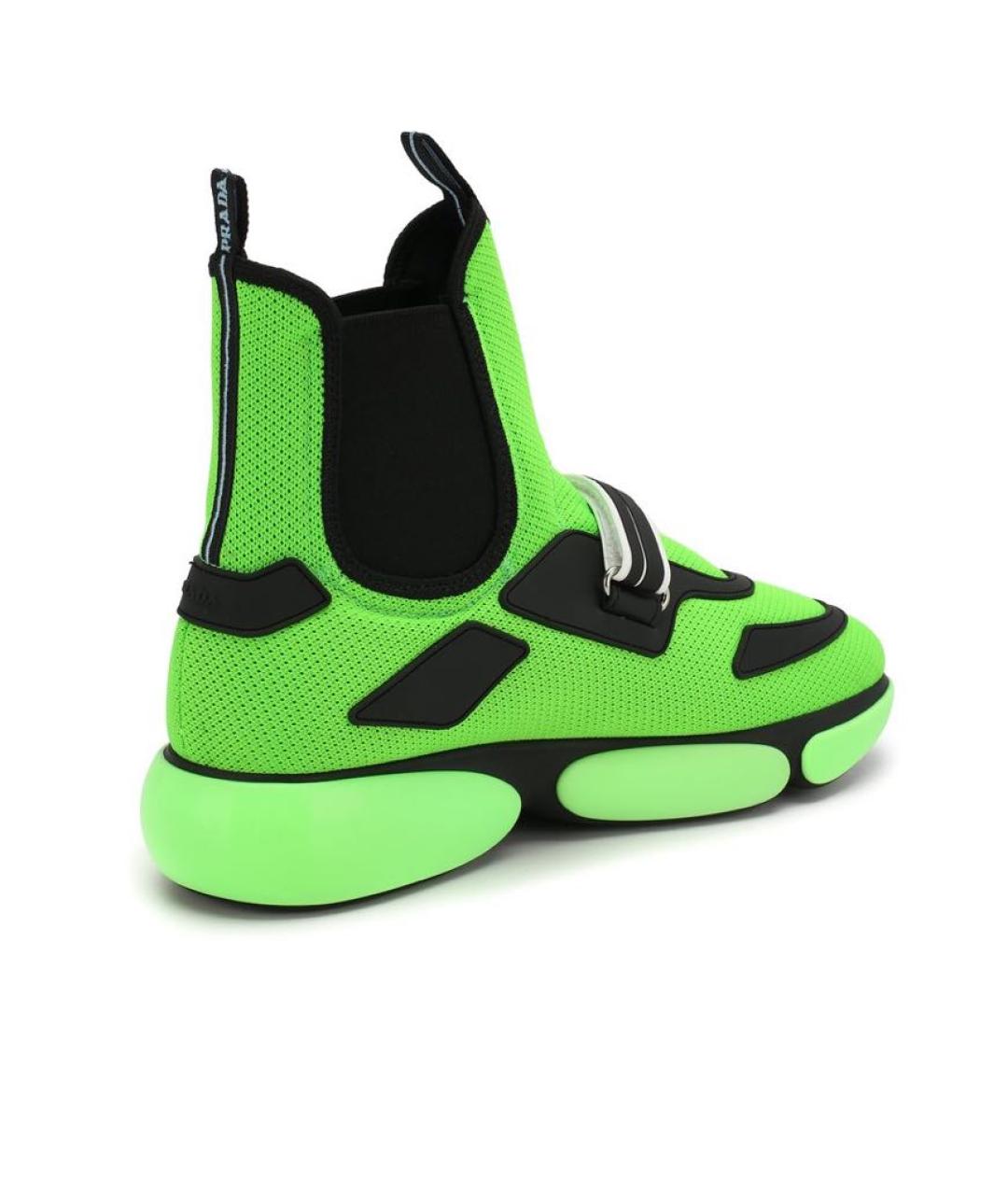 PRADA Салатовые текстильные кроссовки, фото 3