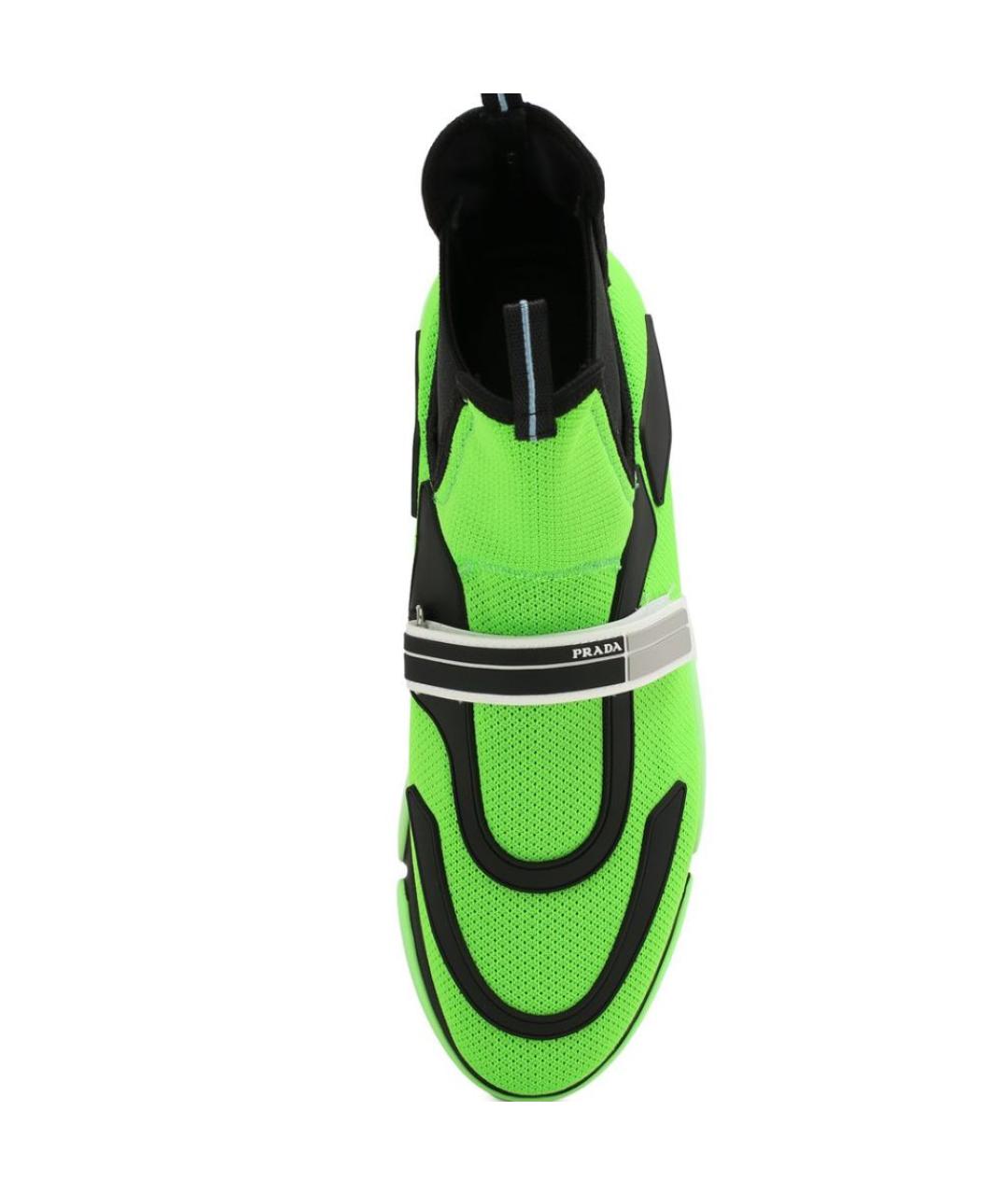 PRADA Салатовые текстильные кроссовки, фото 4