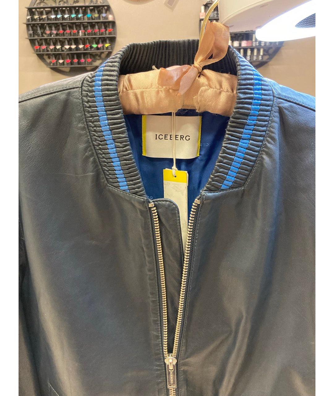 ICEBERG Синяя кожаная куртка, фото 3