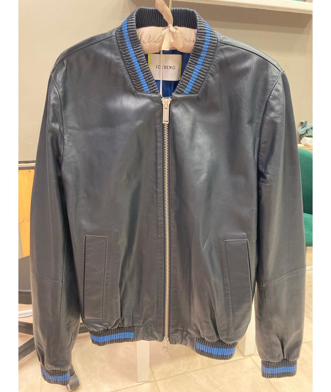 ICEBERG Синяя кожаная куртка, фото 5
