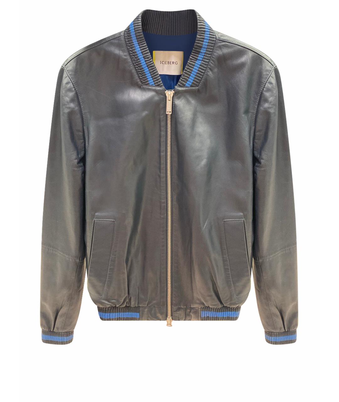 ICEBERG Синяя кожаная куртка, фото 1