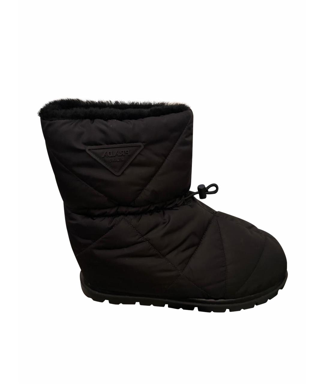 PRADA Черные текстильные высокие ботинки, фото 1