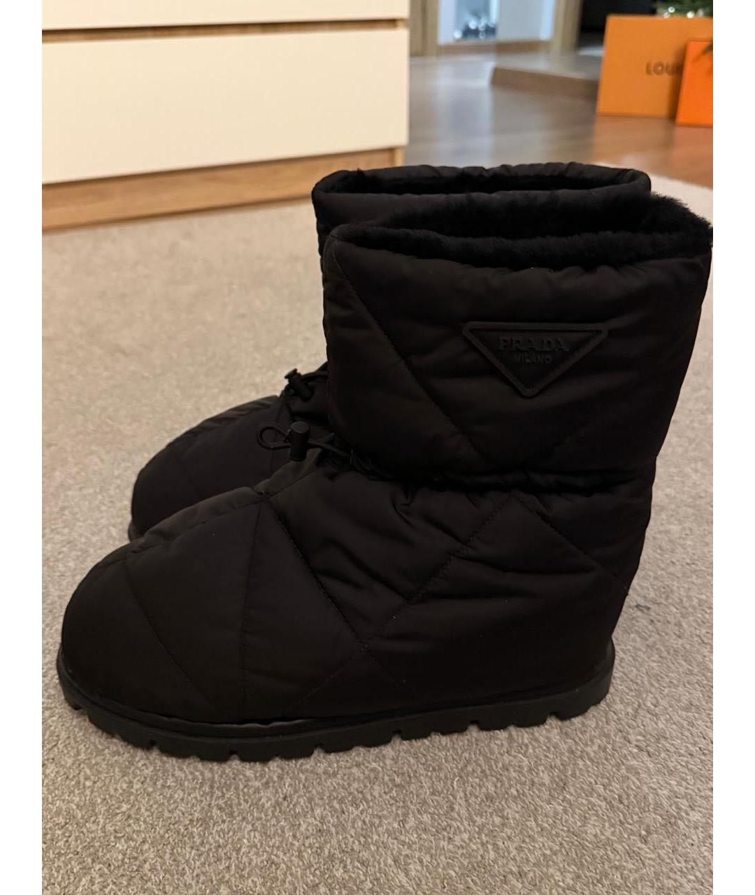 PRADA Черные текстильные высокие ботинки, фото 3