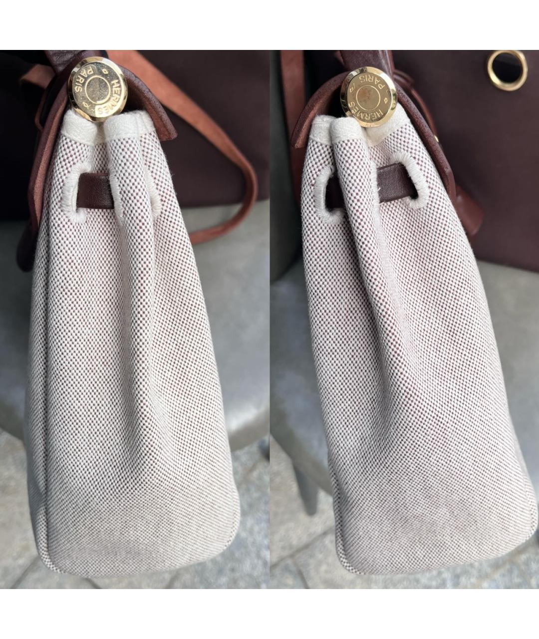 HERMES Бордовая кожаная сумка с короткими ручками, фото 8