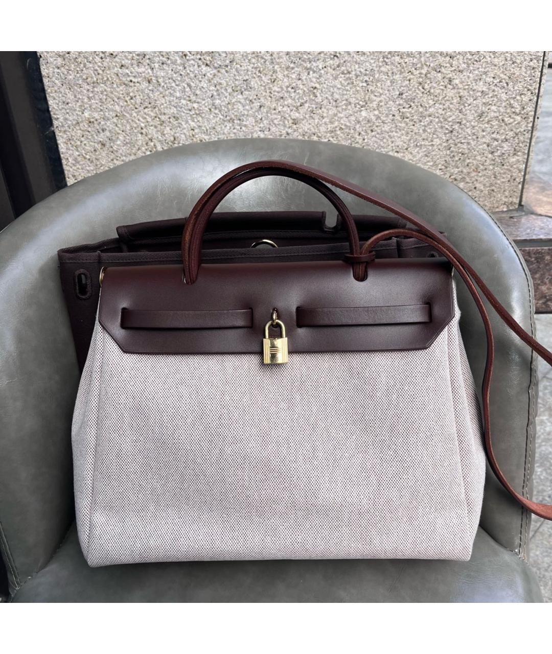 HERMES Бордовая кожаная сумка с короткими ручками, фото 2