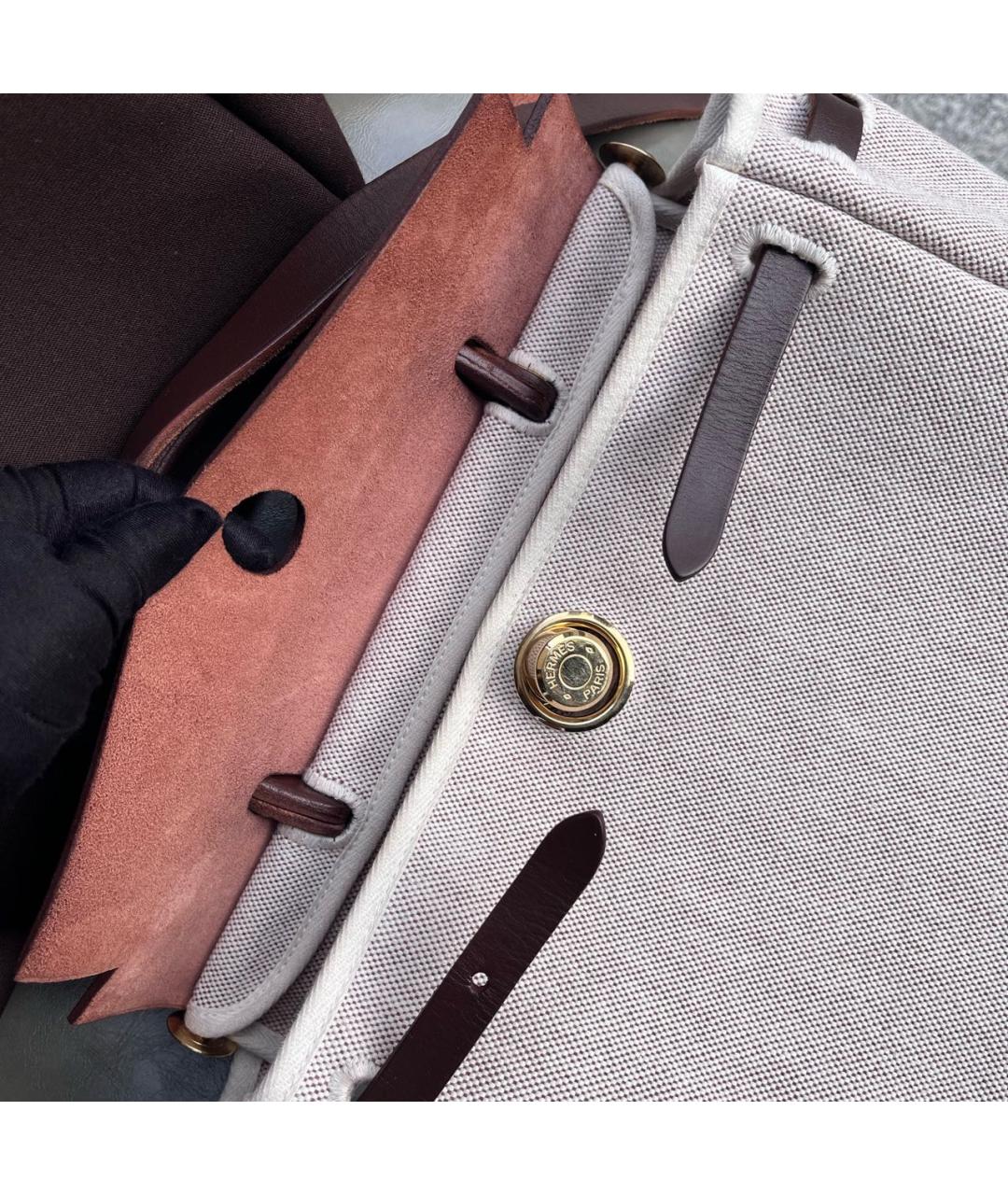 HERMES Бордовая кожаная сумка с короткими ручками, фото 4