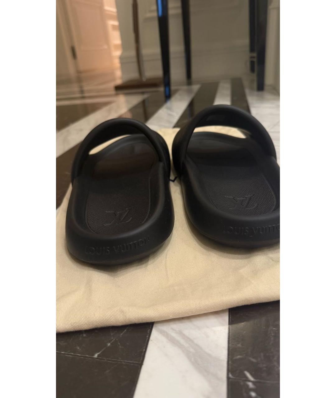 LOUIS VUITTON Черные резиновые шлепанцы, фото 4