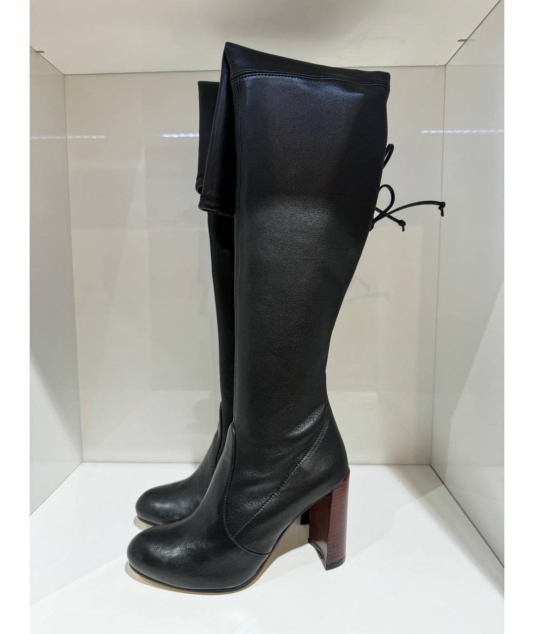 STUART WEITZMAN Черные кожаные ботфорты, фото 4