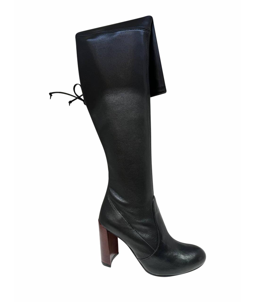STUART WEITZMAN Черные кожаные ботфорты, фото 1