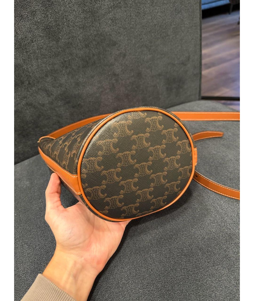 CELINE Коричневая кожаная сумка через плечо, фото 6