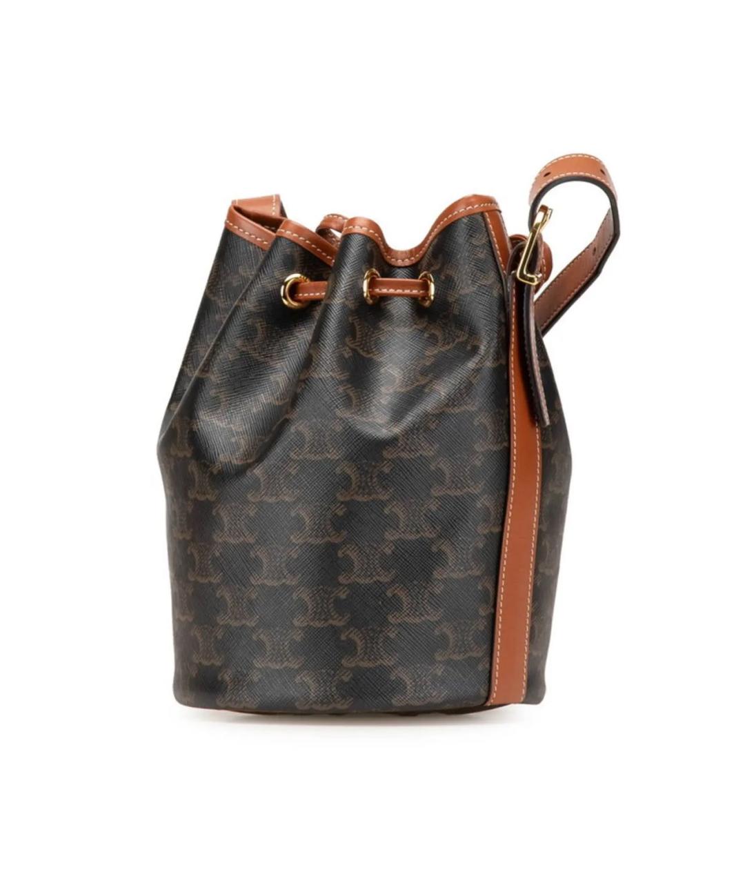 CELINE Коричневая кожаная сумка через плечо, фото 2