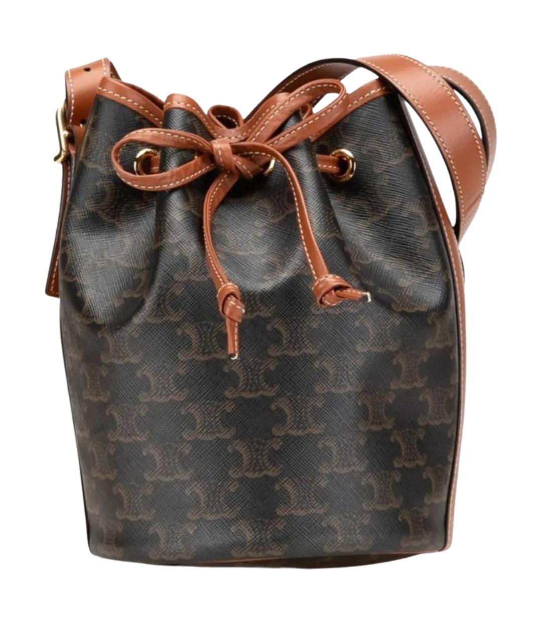 CELINE Коричневая кожаная сумка через плечо, фото 1