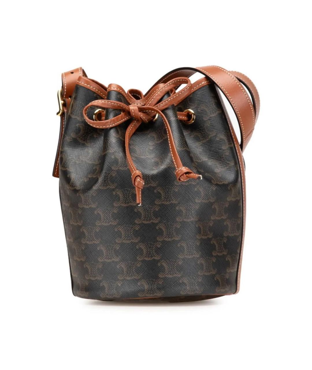 CELINE Коричневая кожаная сумка через плечо, фото 9