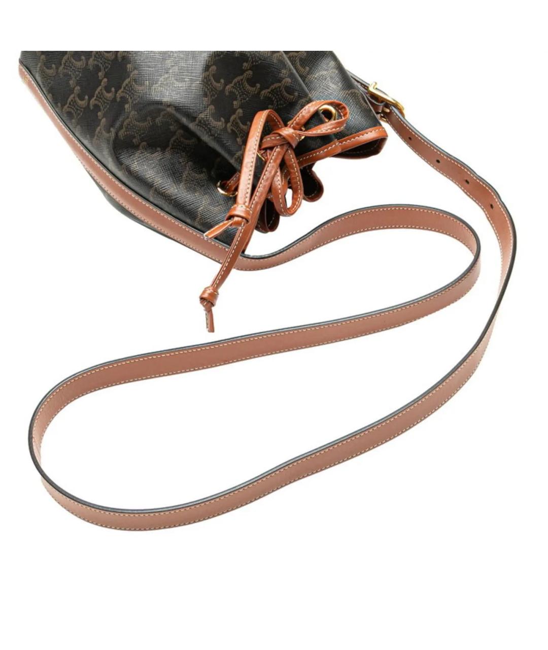 CELINE Коричневая кожаная сумка через плечо, фото 3