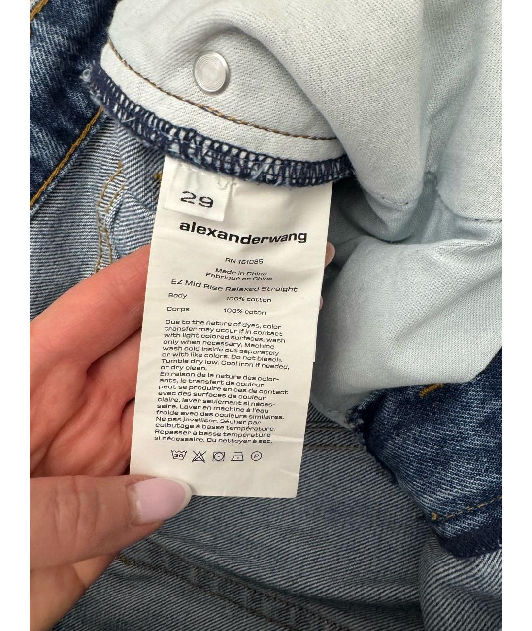 ALEXANDER WANG Синие хлопковые прямые джинсы, фото 6