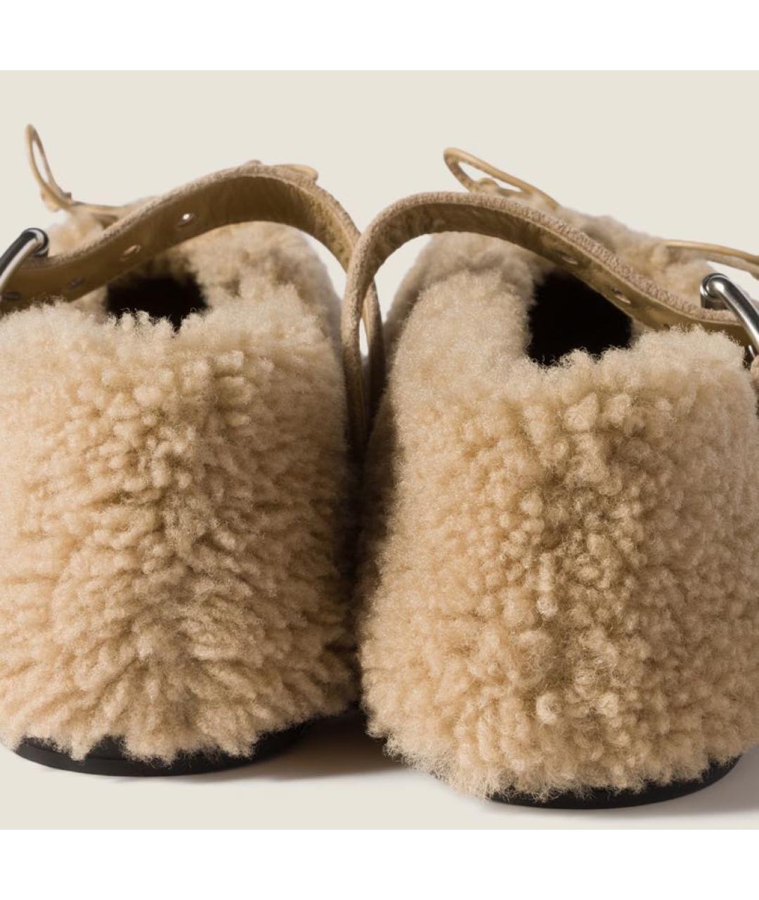 MIU MIU Бежевые кожаные балетки, фото 4