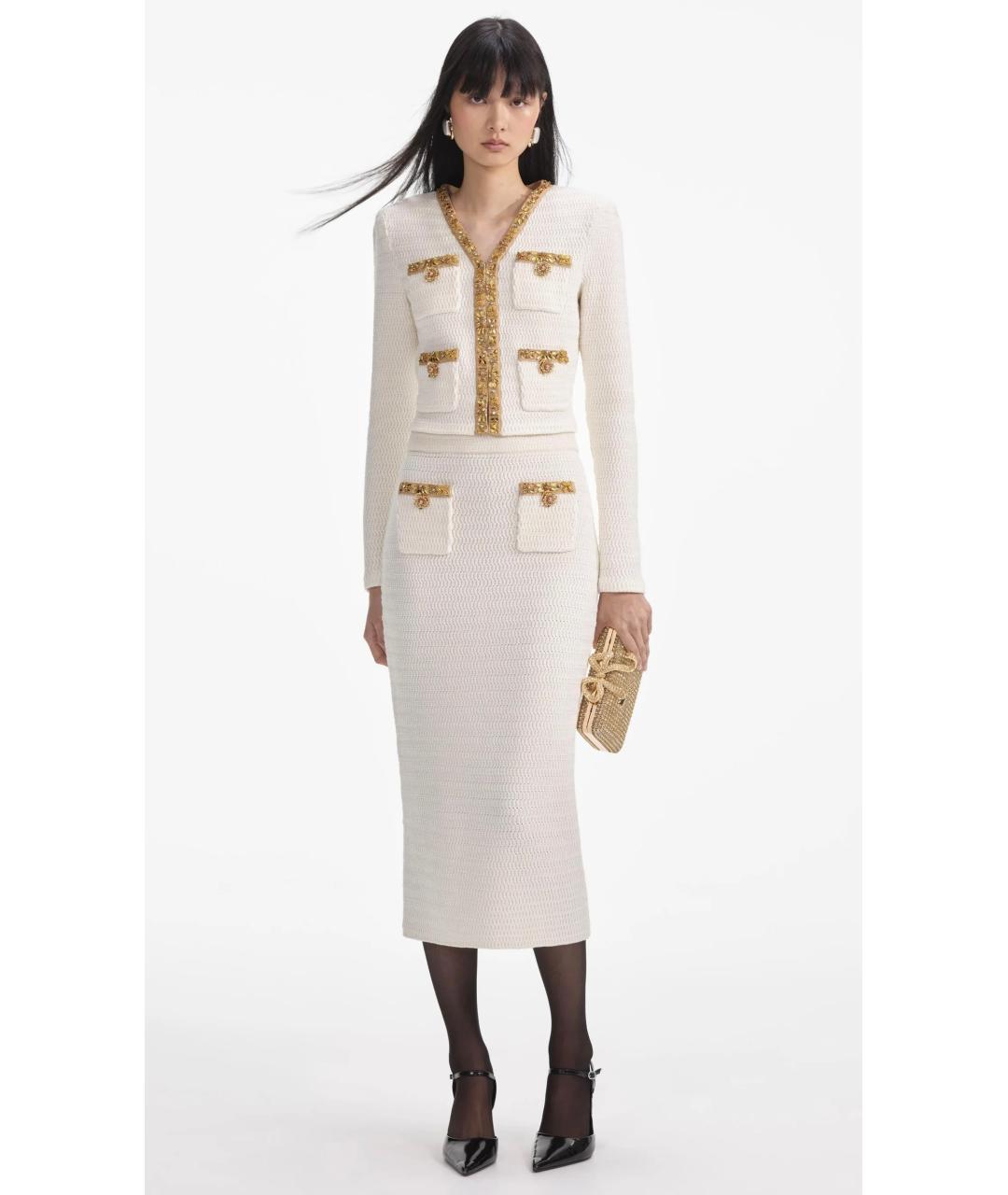 SELF-PORTRAIT Бежевая юбка миди, фото 2